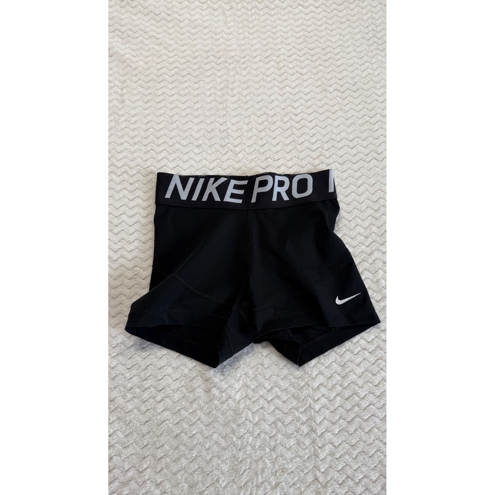 Nike Pro Dri-FIT Women Black Compression Athletic Training Shorts XS 3 Inch